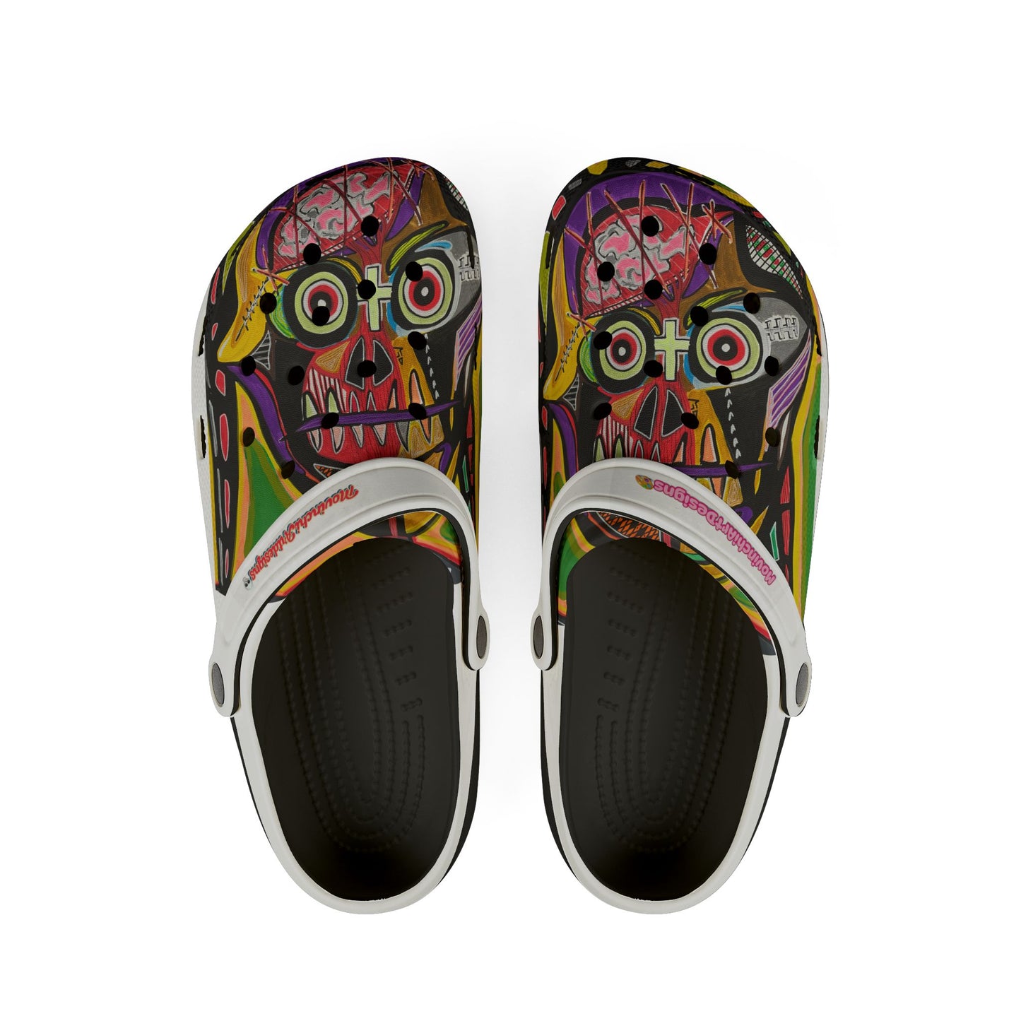 Colorful  VINCENT Skull Art Foam Clogs — EVA Slip-On Garden Shoes