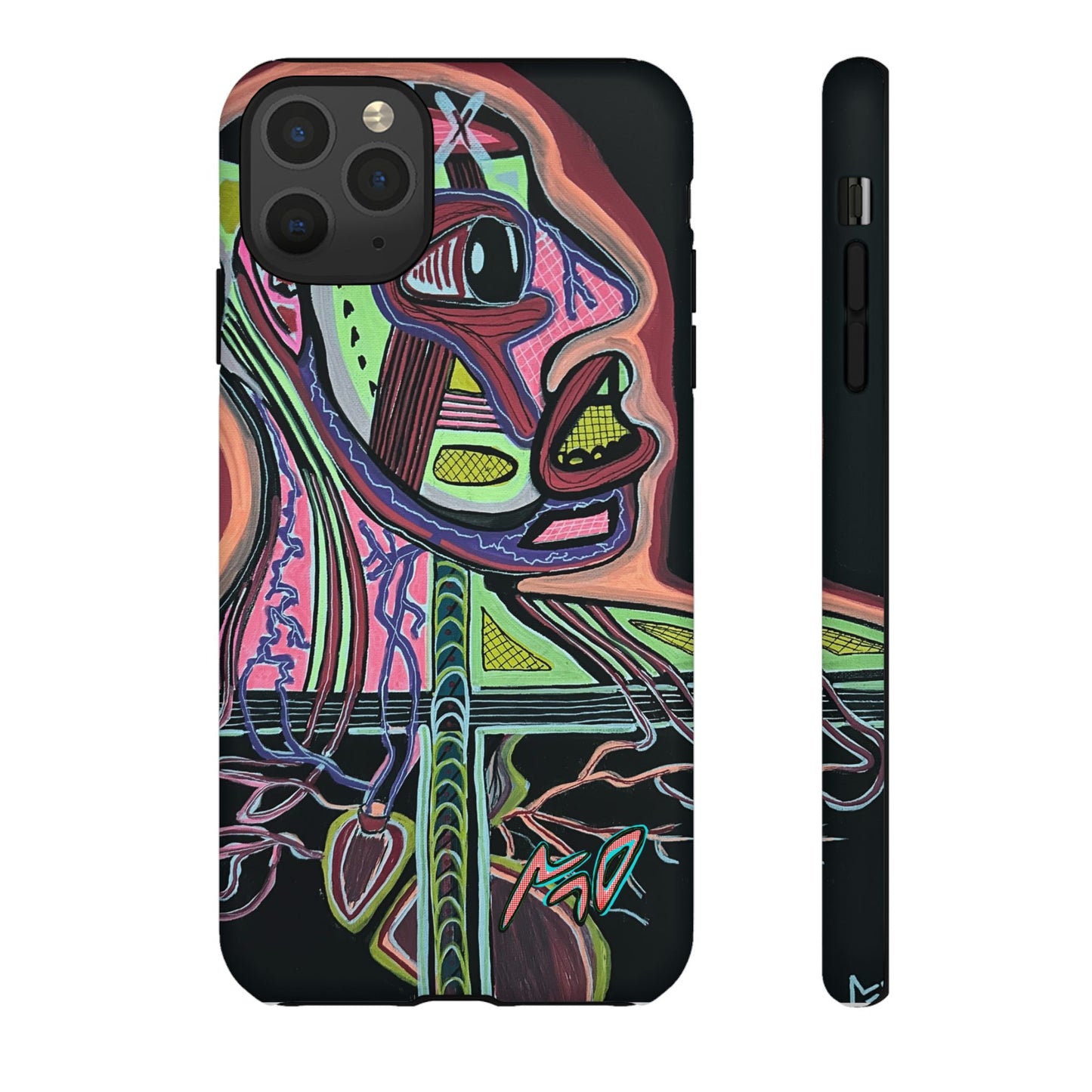 HEART ATTACK Abstract Neon Face Tough Phone Case – Vibrant Art Phone Cover