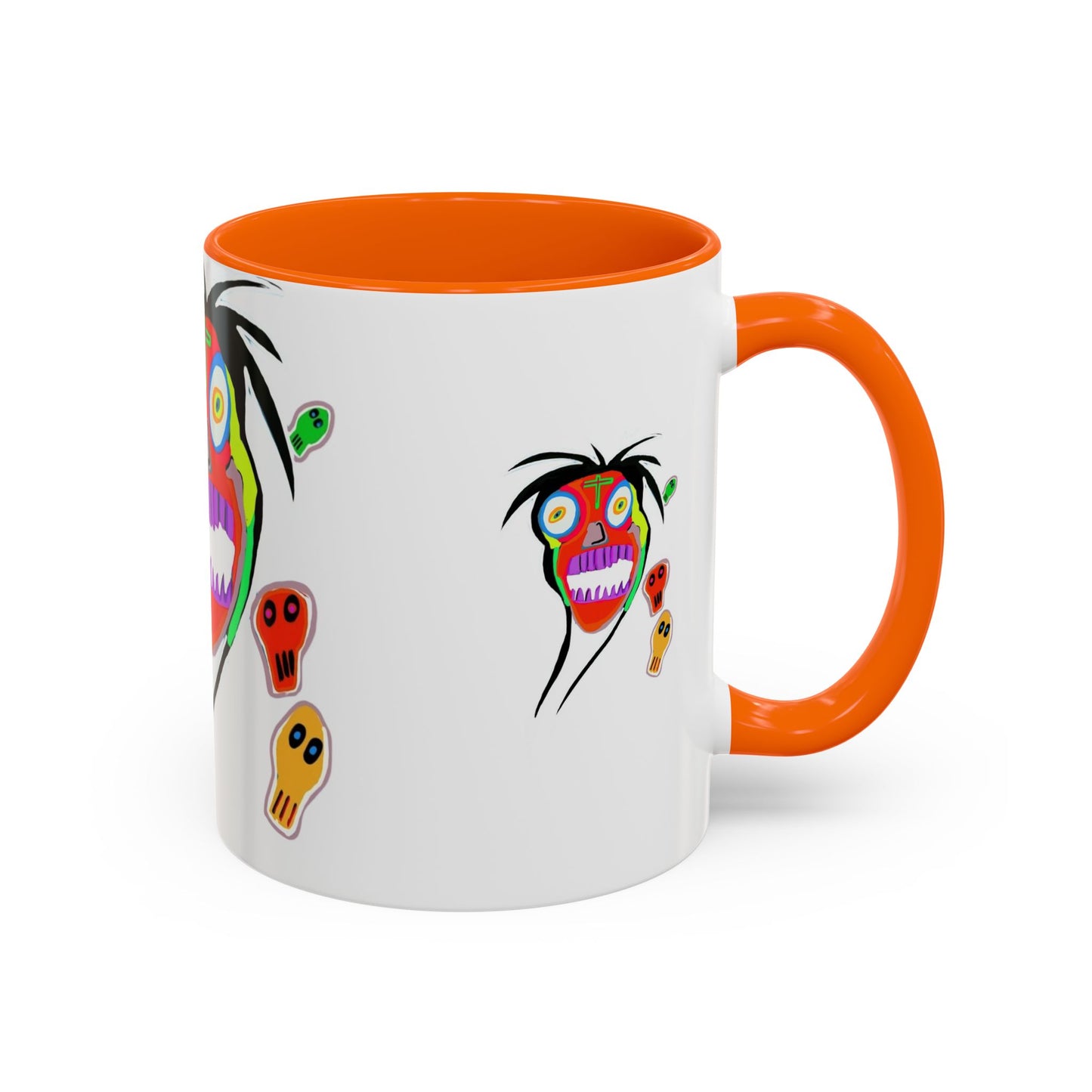 Colorful Tribal Mask Coffee Mug — Vibrant Skull Art Accent Mug (11/15oz)