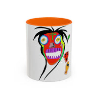 Colorful Tribal Mask Coffee Mug — Vibrant Skull Art Accent Mug (11/15oz)