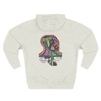 HEART ATTACK  Abstract Psyche Hoodie — Colorful Three-Panel Back Art Fleece Hoodie