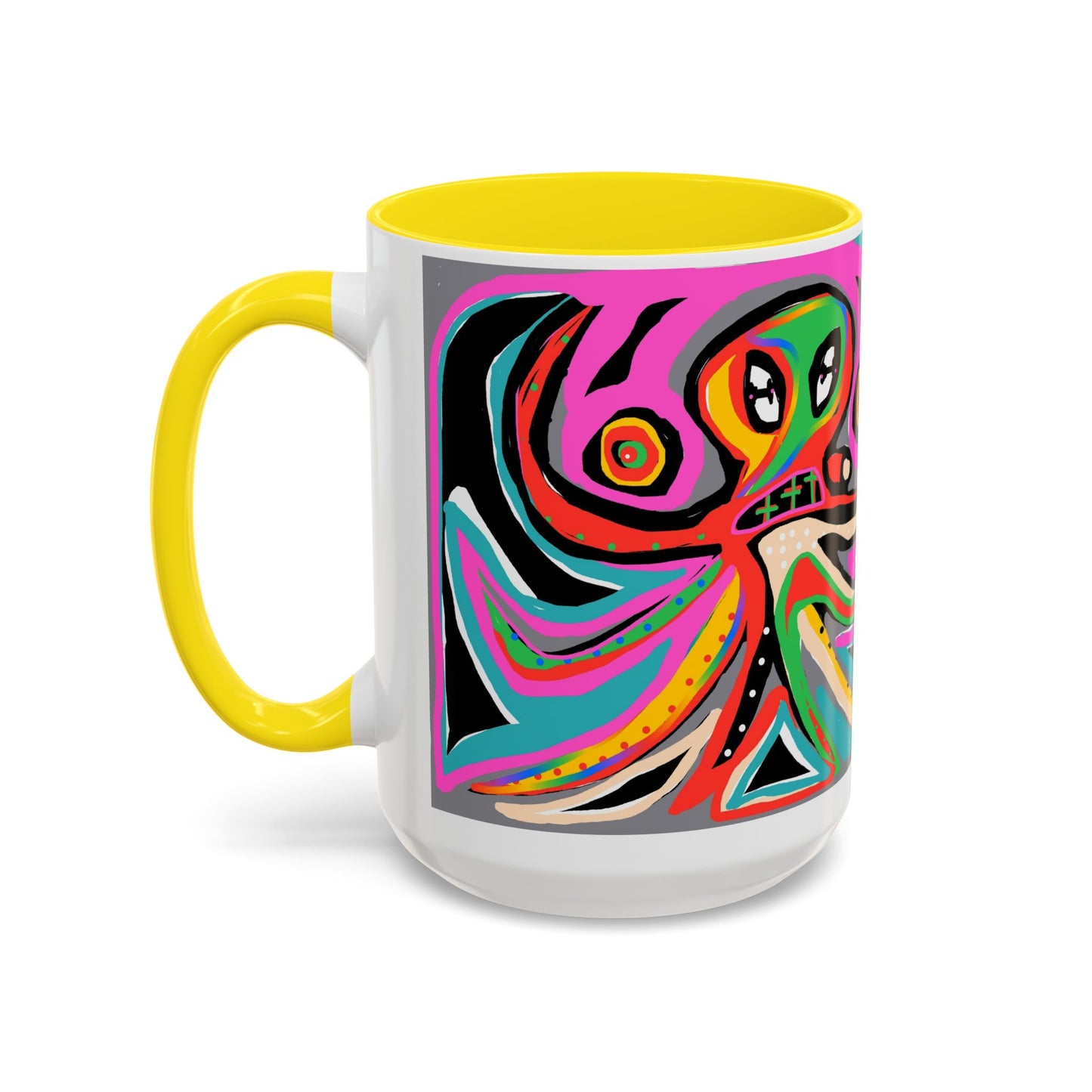 Abstract Neon octopussy Coffee Mug — Colorful Pop Art Accent Mug (11/15oz)