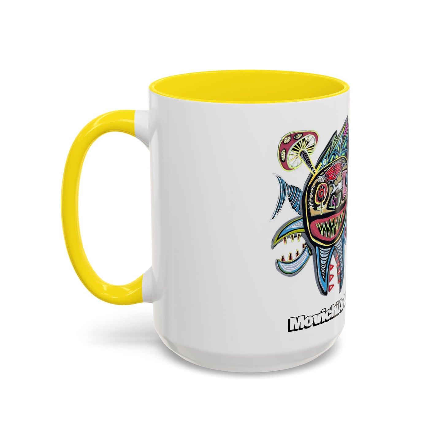 Colorful Shark Attack  Fish Accent Coffee Mug — Bold Nautical Art 11/15oz