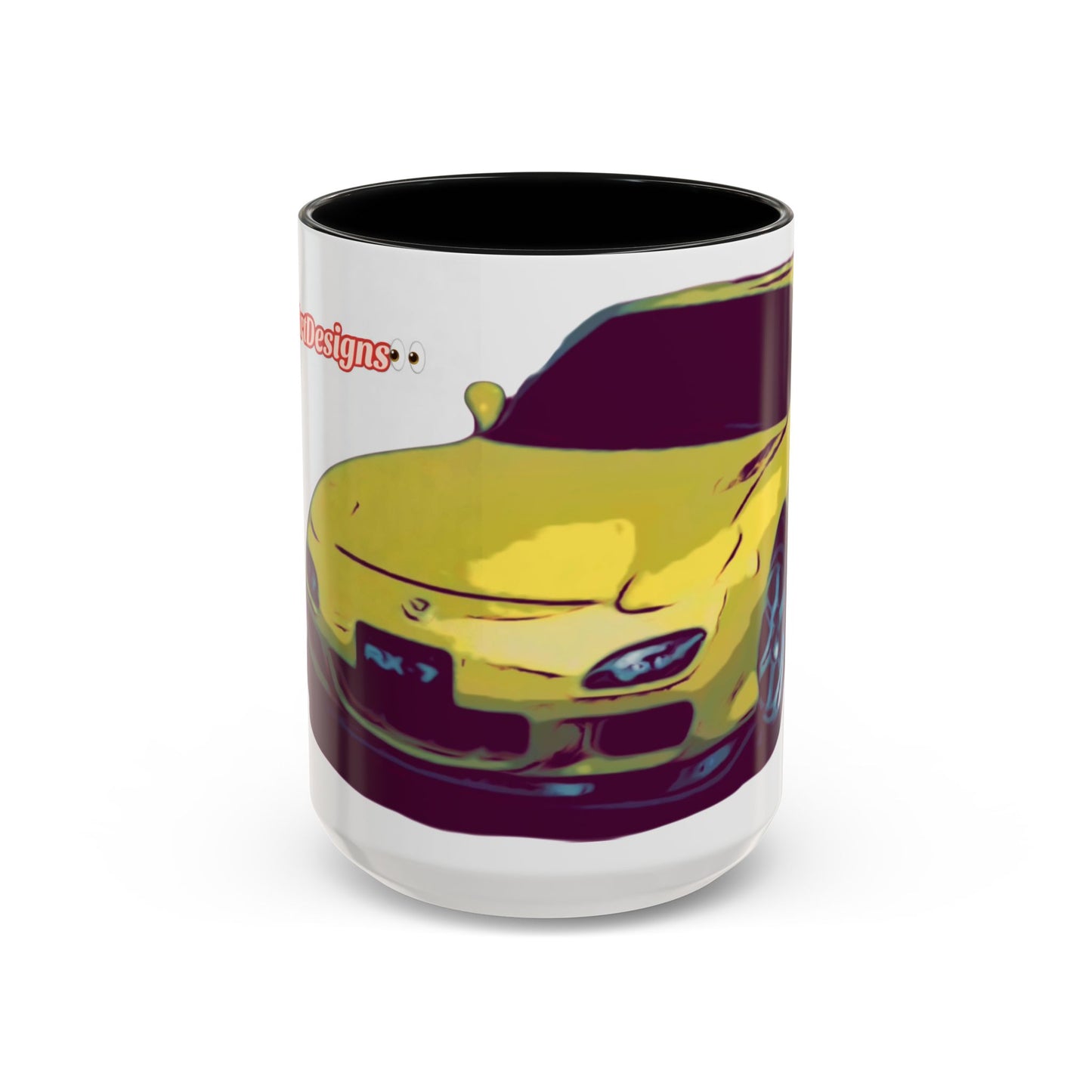 RX7  Coffee Mug — Yellow Sports Car Illustration Accent Mug
