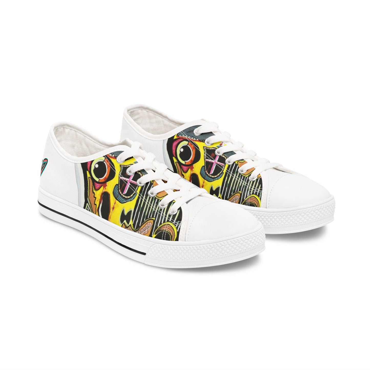 Women's Low Top Sneakers —INFECTED.   Vibrant Abstract Skull Art Print