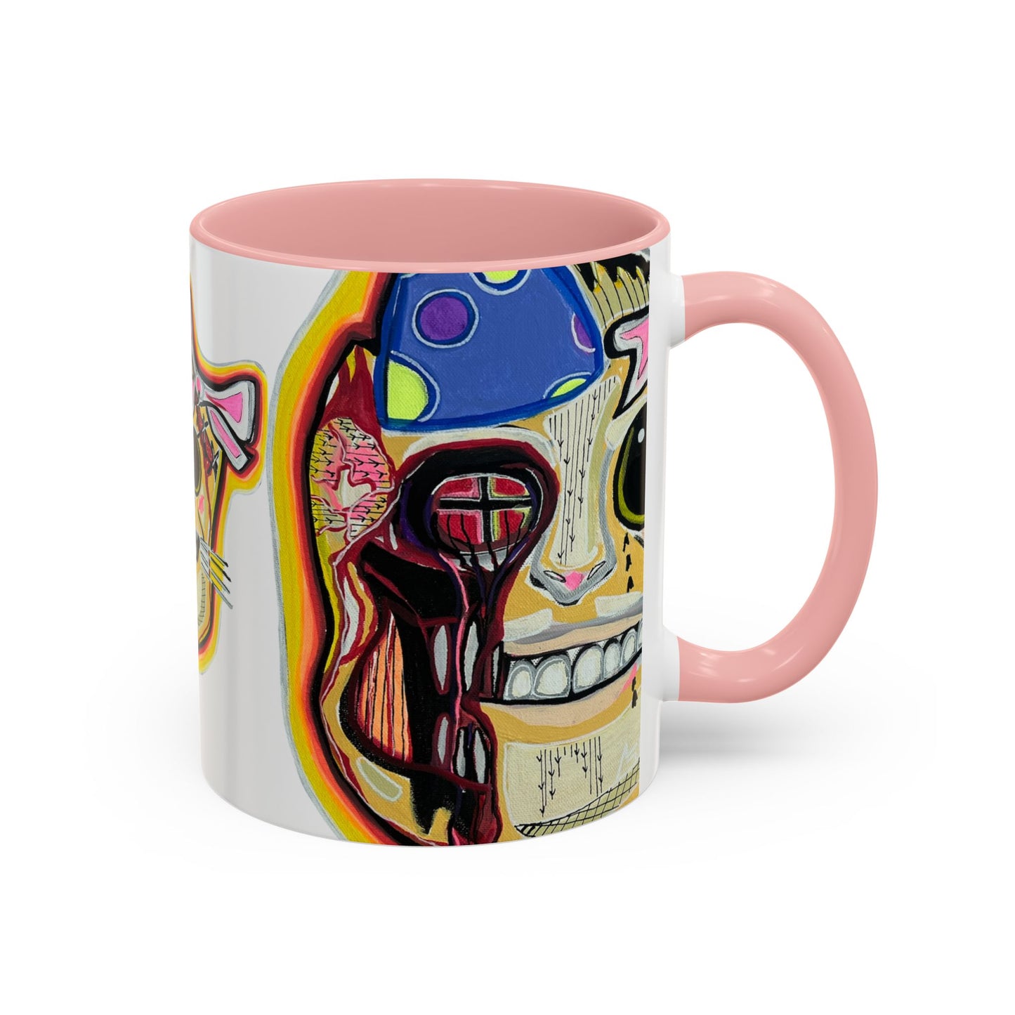 POOKIES BEAR Cat Skull Accent Coffee Mug — Day of the Dead Gothic Cat Design