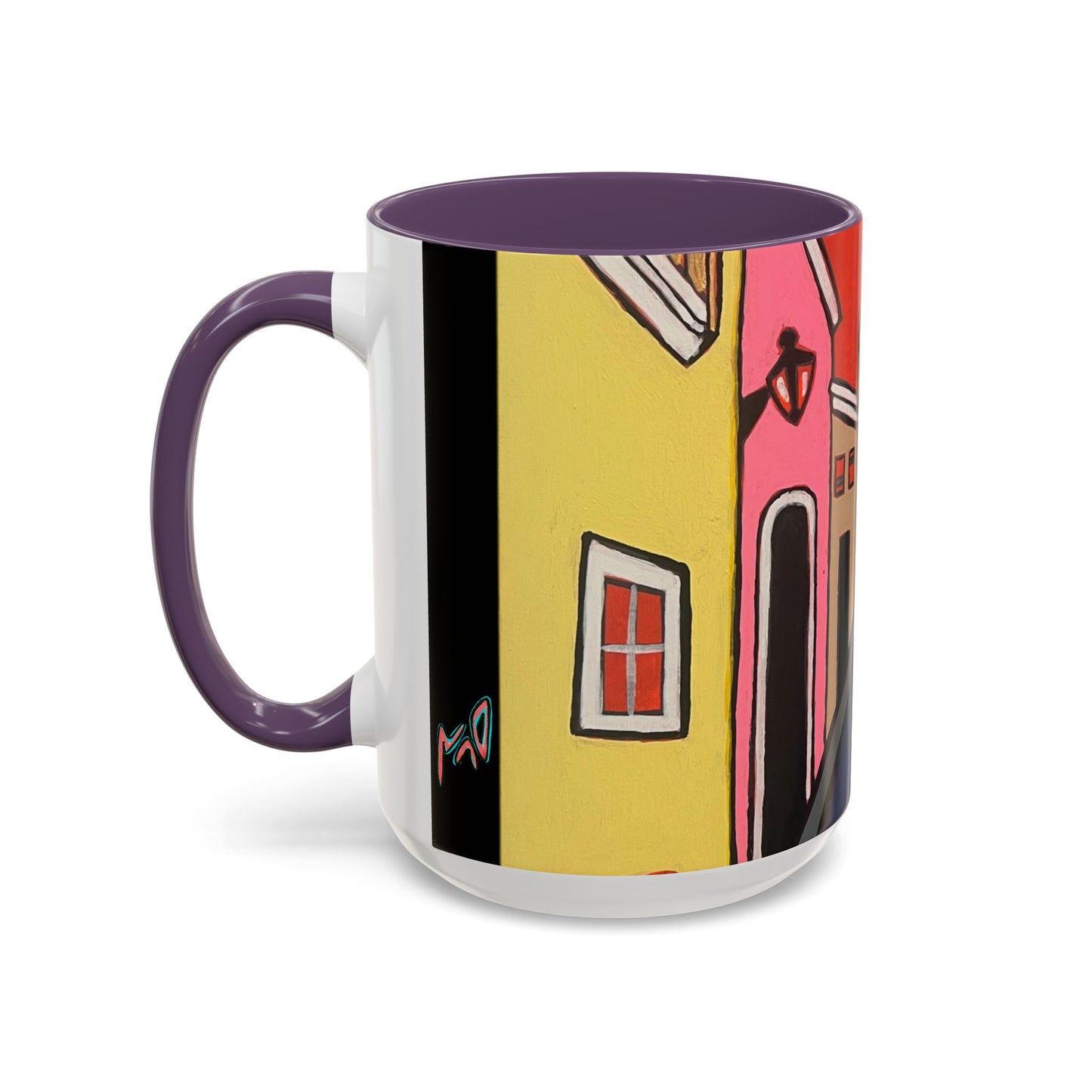 SAN SEBASTIAN2.0 Colorful Canal Houses Accent Coffee Mug — Bright European Street Art Ceramic Mug (11/15oz)