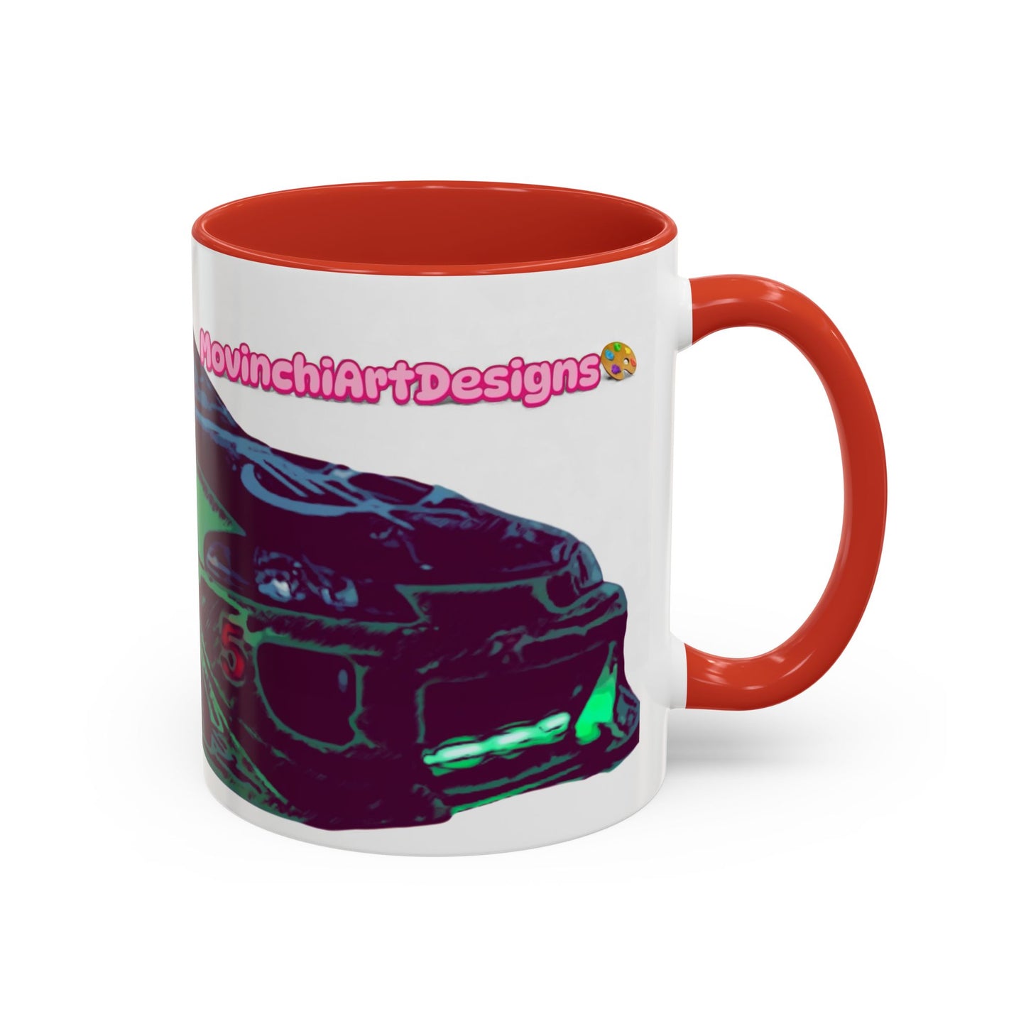 Coffee Mug —ECLIPSE  Neon Sports Car Design with "MovinchiArtDesigns" Logo