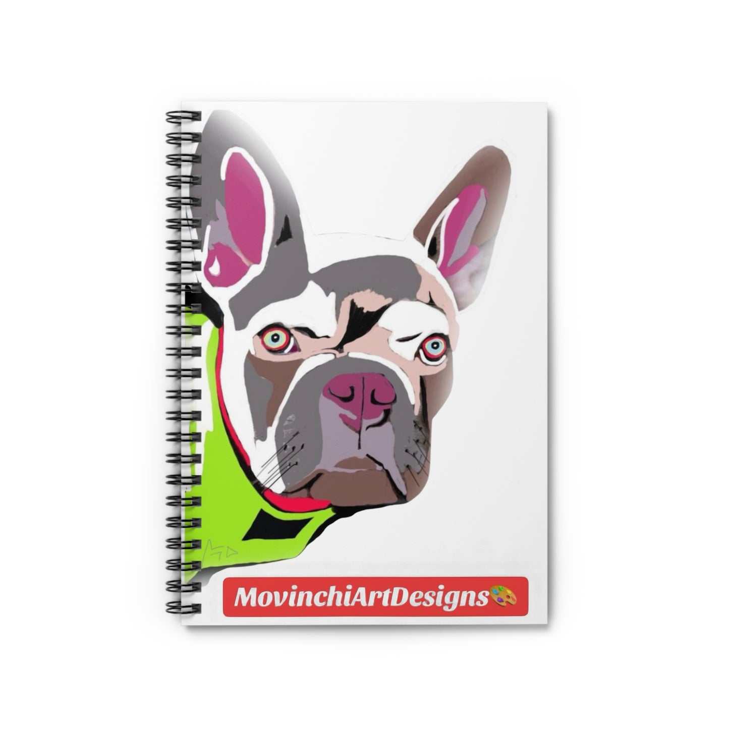 MONET XAVIER French Bulldog Pop Art Spiral Notebook — Colorful Dog Portrait Ruled Journal