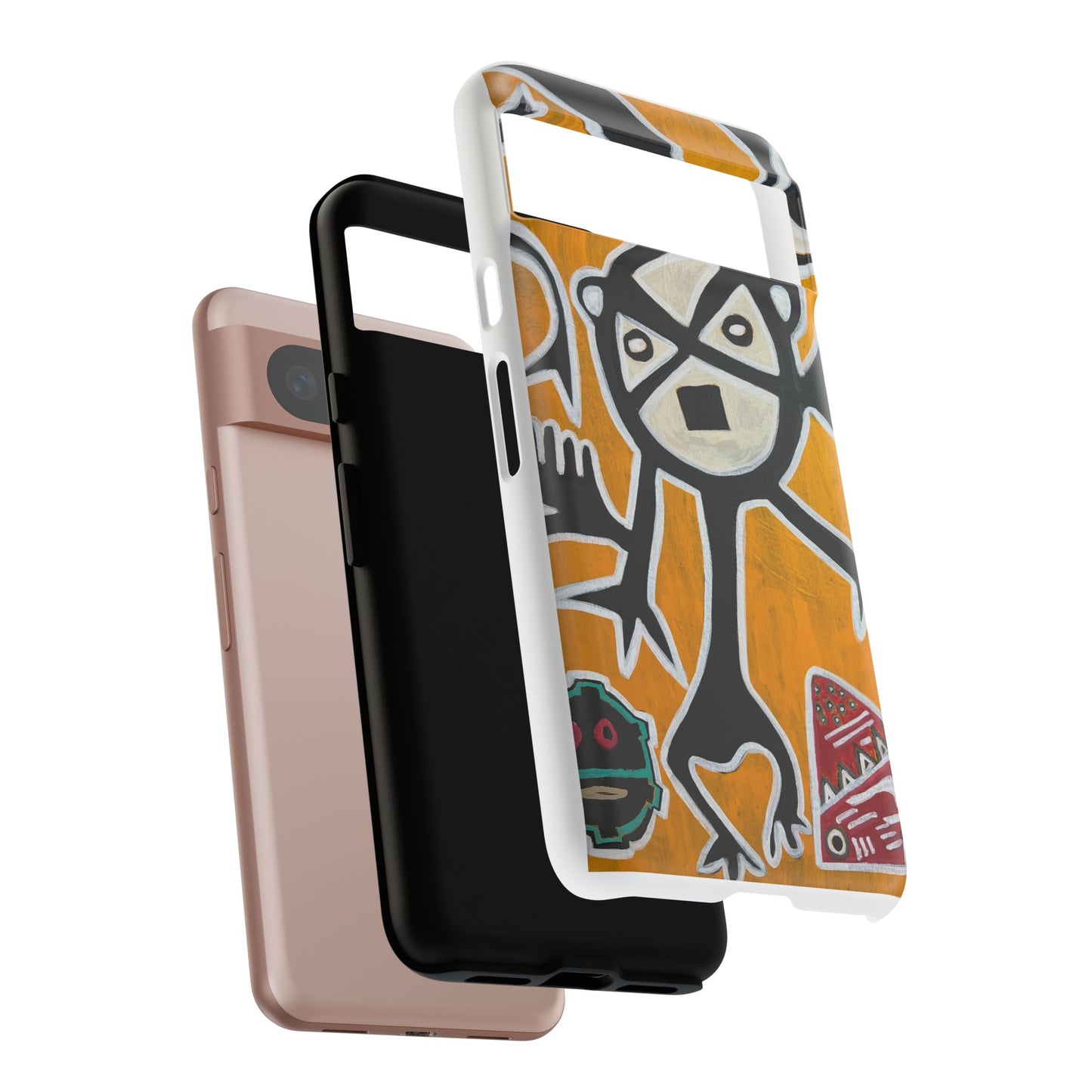 Abstract TAINO  Tribal Art Phone Case – Bold Orange Graphic Protective Cover