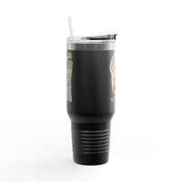 MOVINCHIARTDESIGNS.  40oz Insulated Travel Mug — Colorful Abstract Skull Design, Spill‑Resistant Tumbler