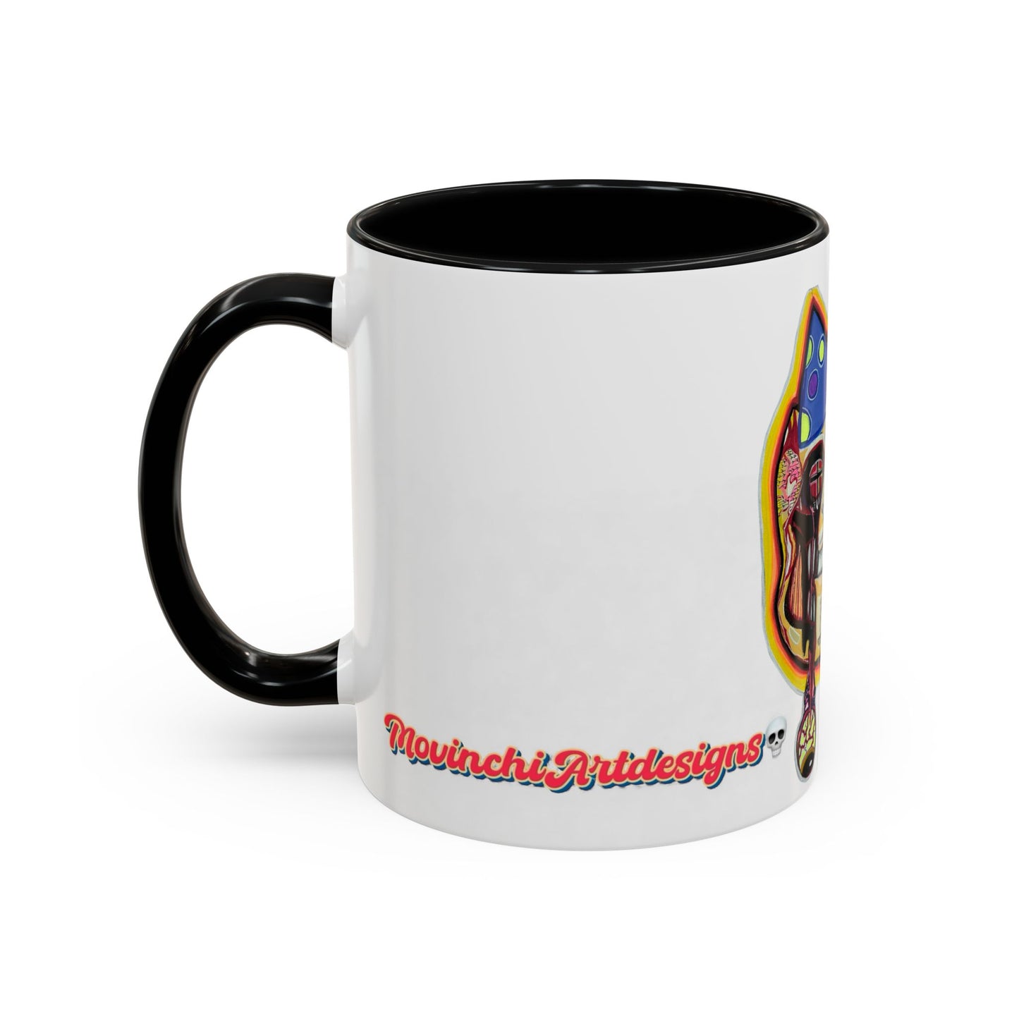 POOKIES BEAR Cat Skull Accent Coffee Mug — Day of the Dead Gothic Cat Design