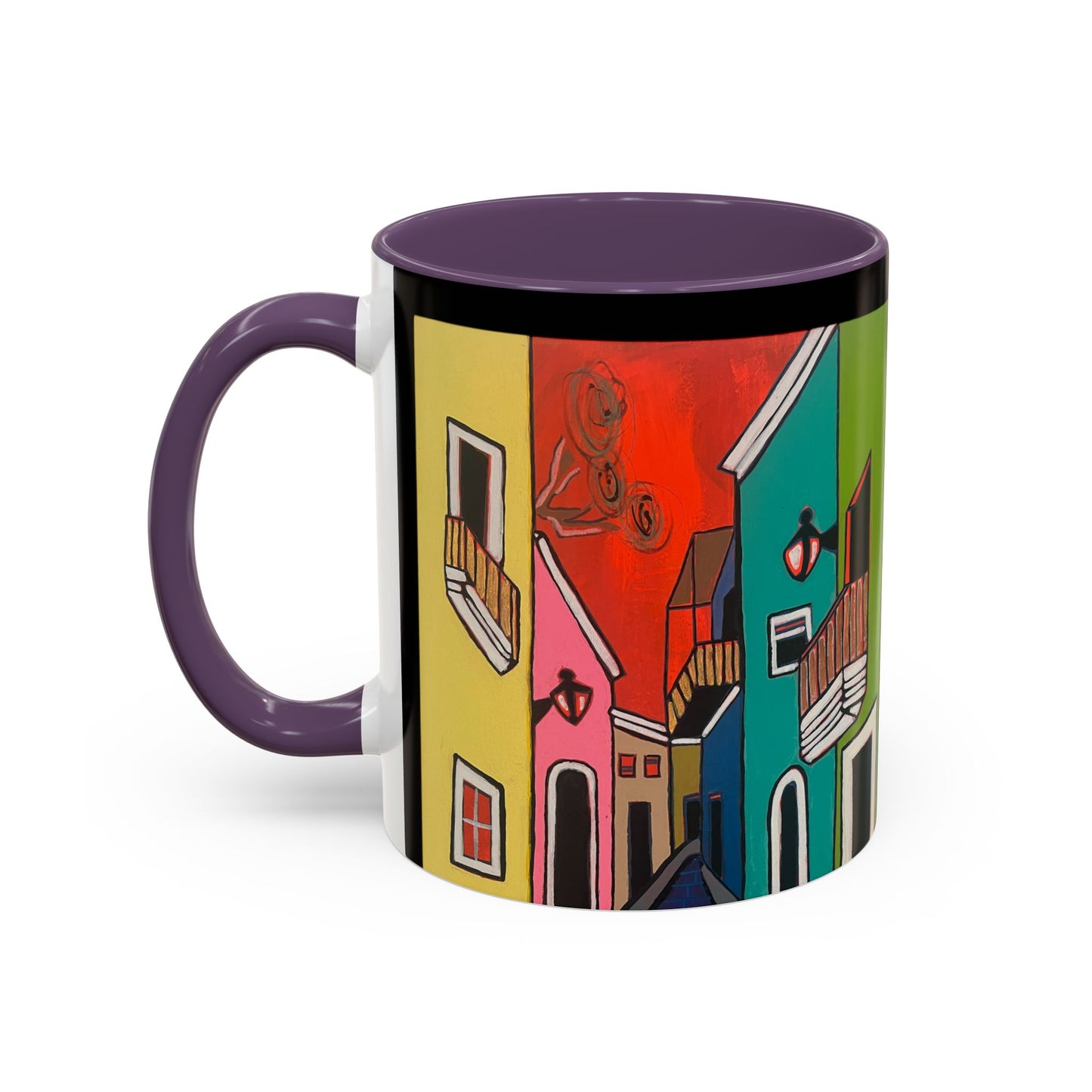 VIEJO SAN JUAN,  Colorful Cityscape Coffee Mug — Vibrant European Street Accent Mug