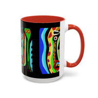 CRAZY.   Neon Face Accent Coffee Mug – Colorful Psychedelic Art Ceramic Mug