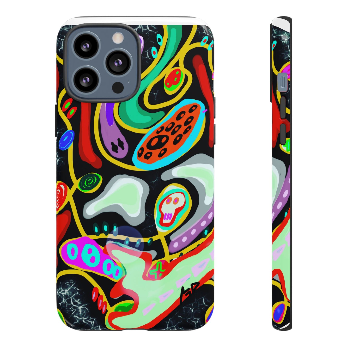 CRAZY4  Abstract Neon Skull Phone Case — Colorful Psychedelic Protective Cover
