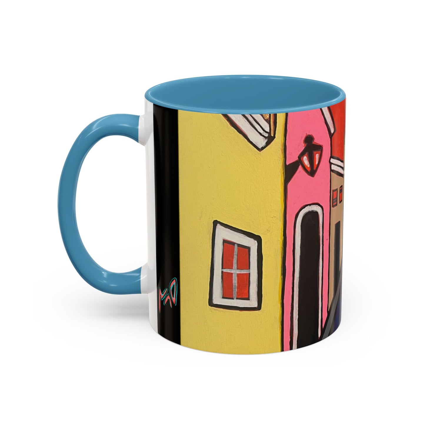 SAN SEBASTIAN2.0 Colorful Canal Houses Accent Coffee Mug — Bright European Street Art Ceramic Mug (11/15oz)