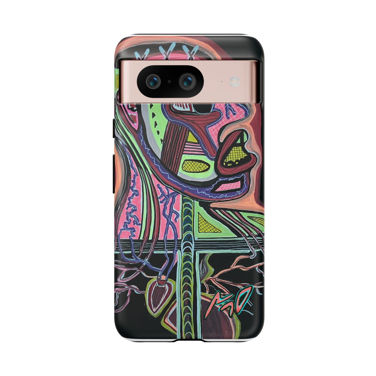 HEART ATTACK Abstract Neon Face Tough Phone Case – Vibrant Art Phone Cover