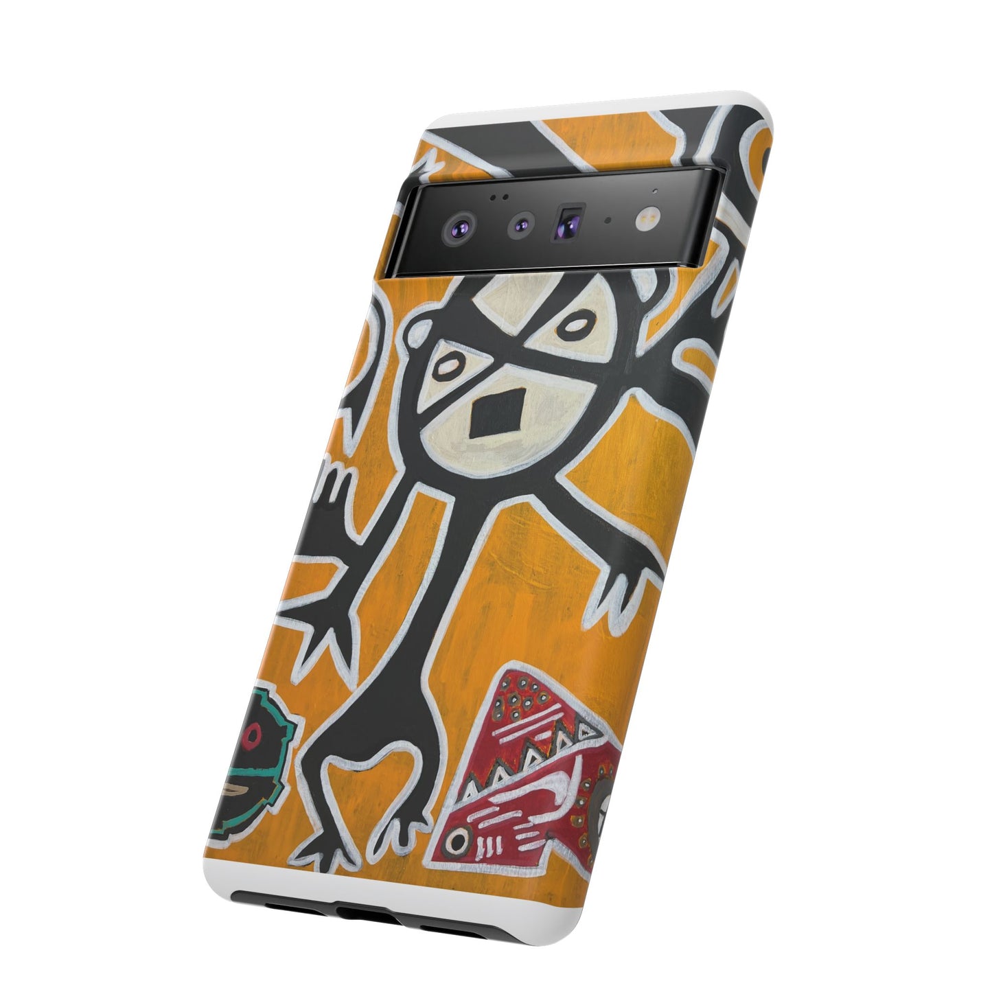 Abstract TAINO  Tribal Art Phone Case – Bold Orange Graphic Protective Cover