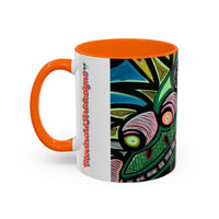 Abstract Day of the Dead Skull Accent Coffee Mug — Colorful Neon Skull Art (11/15oz)