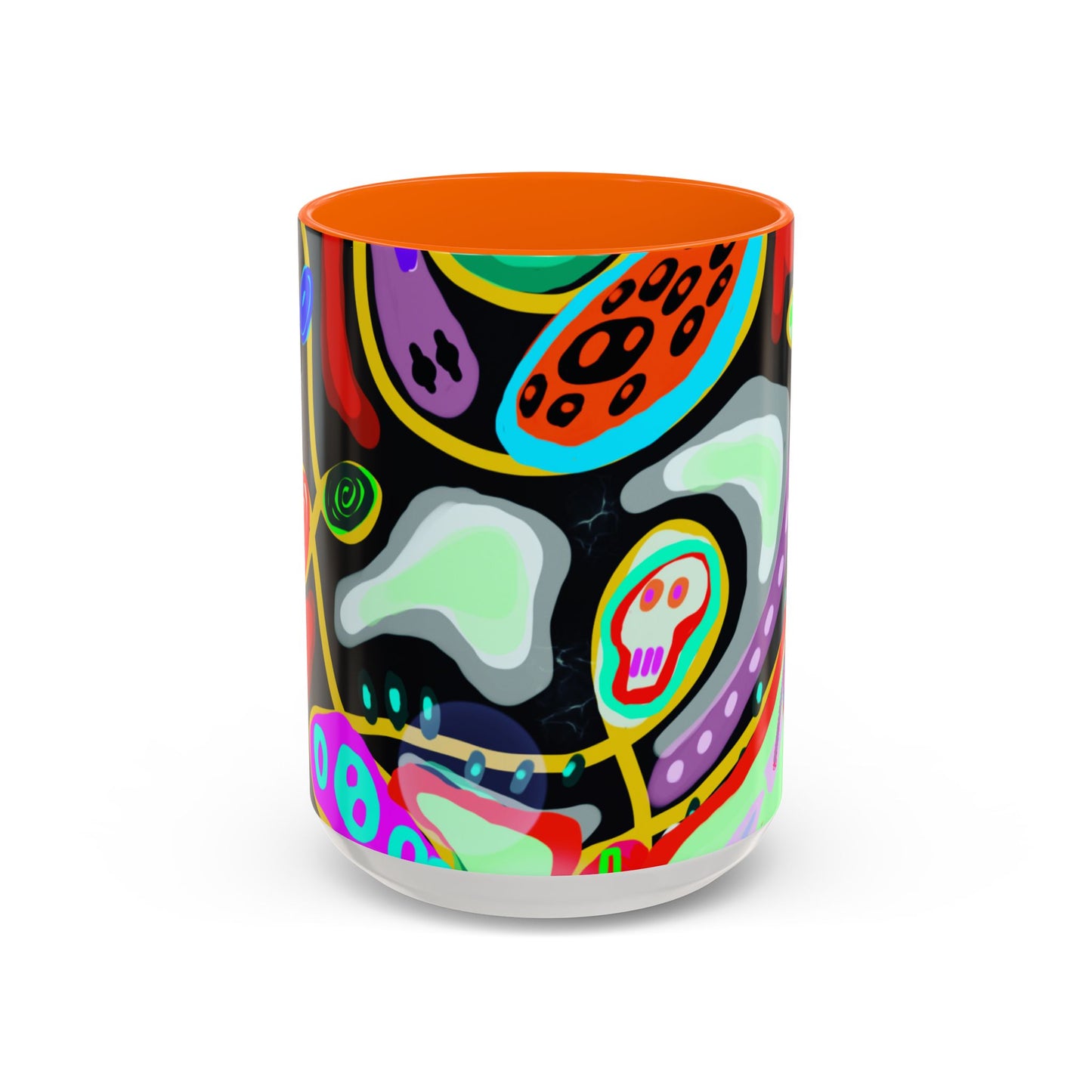 CRAZY2.0  Accent Mug — Colorful Neon Skull Abstract Coffee Cup