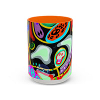 CRAZY2.0  Accent Mug — Colorful Neon Skull Abstract Coffee Cup