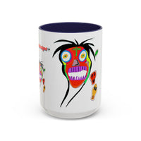 Skullface Accent Coffee Mug — Colorful Day of the Dead Pop Art (11/15oz)