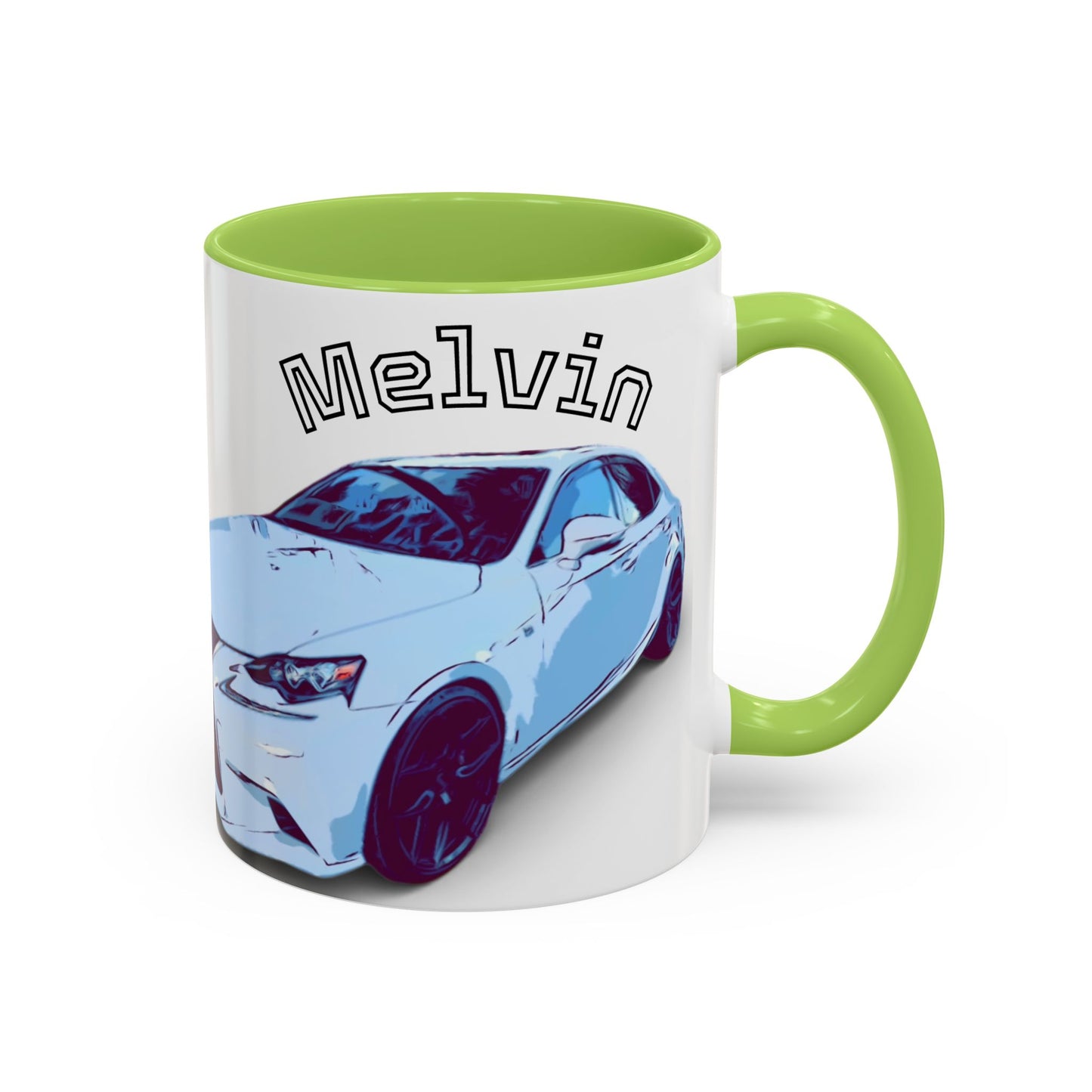 MELVIN.  Personalized Car Coffee Mug — 'Melvin' Sports Car Accent Mug (11/15oz)