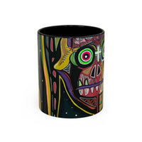 VINCENT  Skull Pop Art Accent Coffee Mug — Colorful Neon Tribal Skull Design (11/15oz)