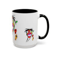 Skullface Accent Coffee Mug — Colorful Day of the Dead Pop Art (11/15oz)
