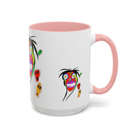 Skullface Accent Coffee Mug — Colorful Day of the Dead Pop Art (11/15oz)