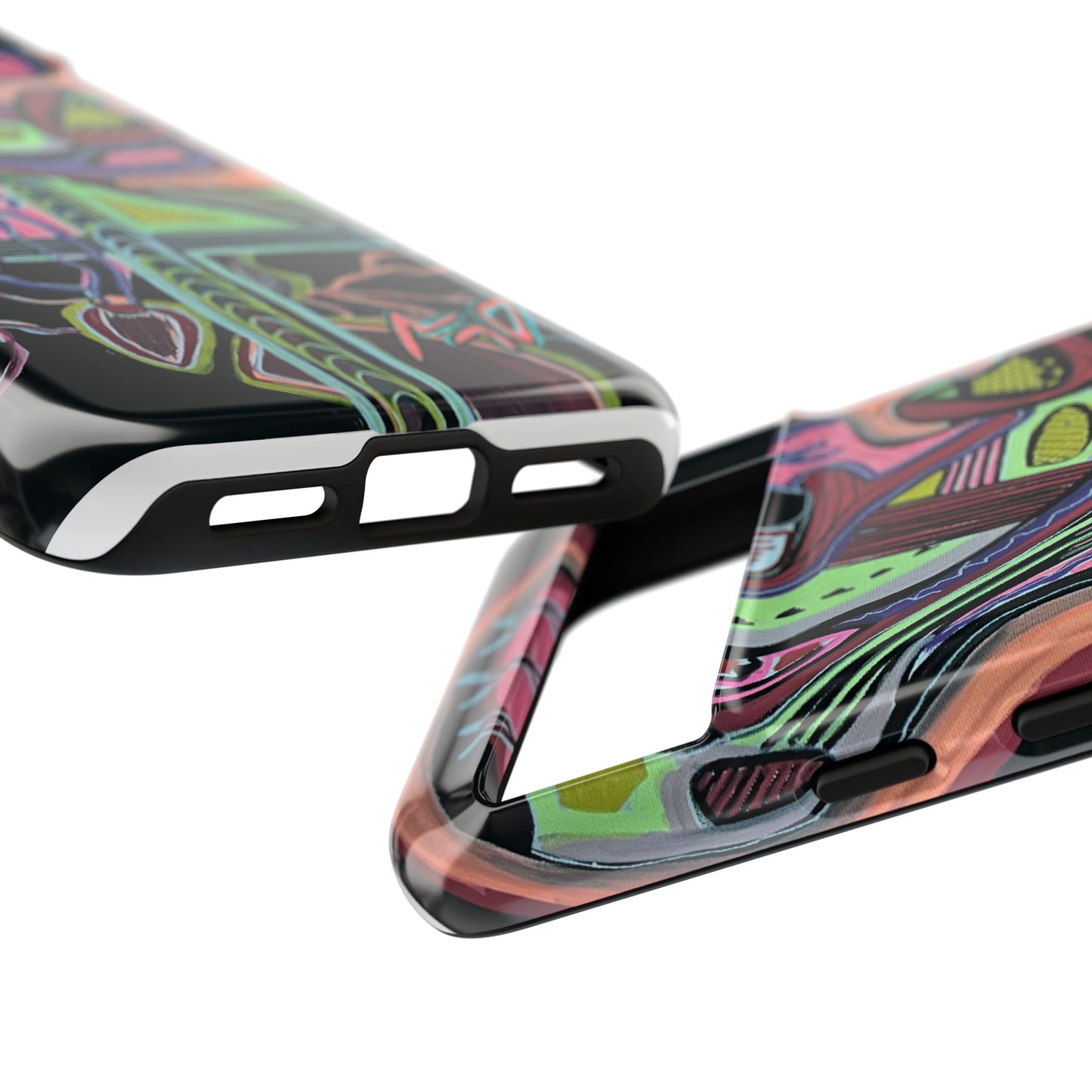 HEART ATTACK Abstract Neon Face Tough Phone Case – Vibrant Art Phone Cover