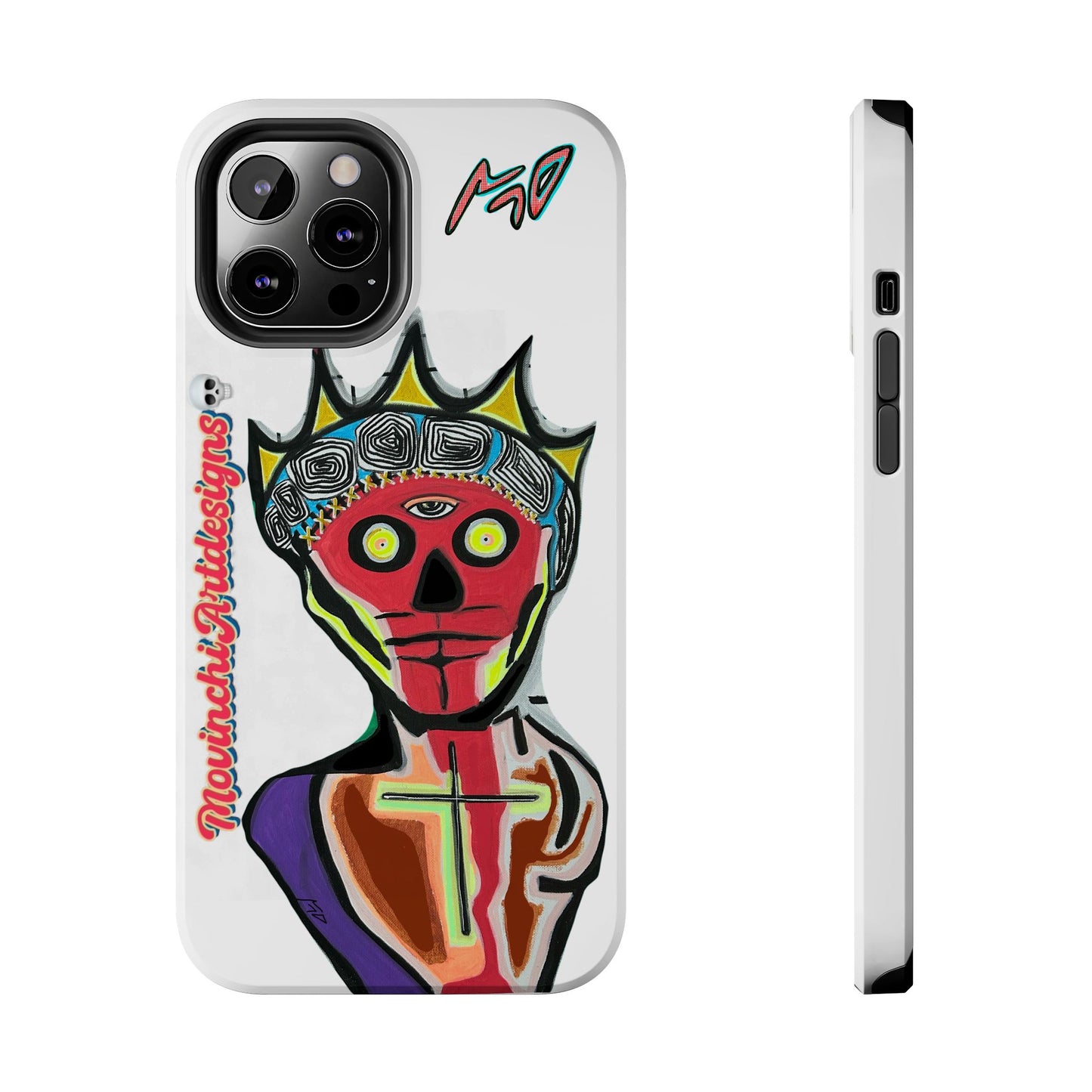 Artistic Crown KING GRAY  Skull Tough Phone Case — Colorful Abstract Guardian Design