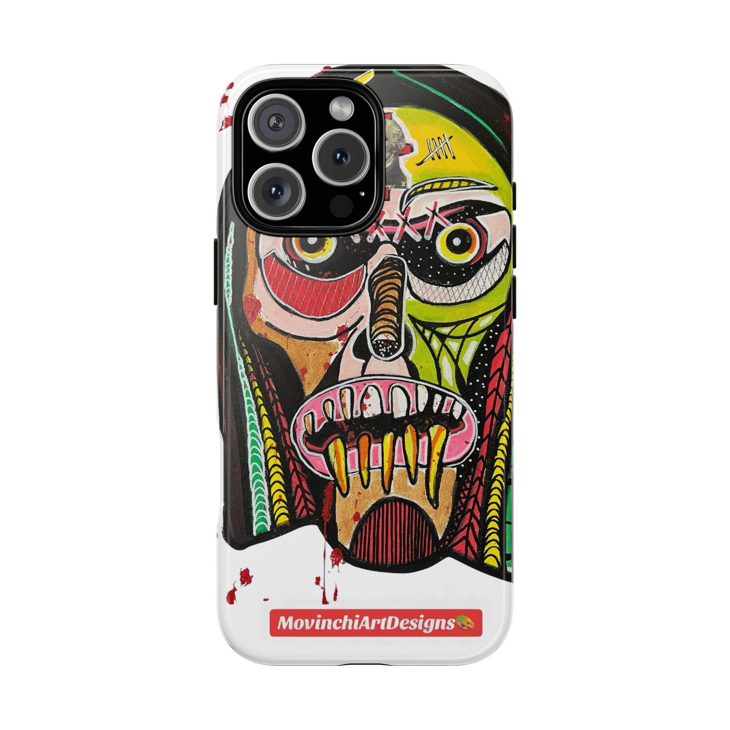 KUNTA.  Abstract Tribal Skull Phone Case — Colorful Street Art Protective Cover