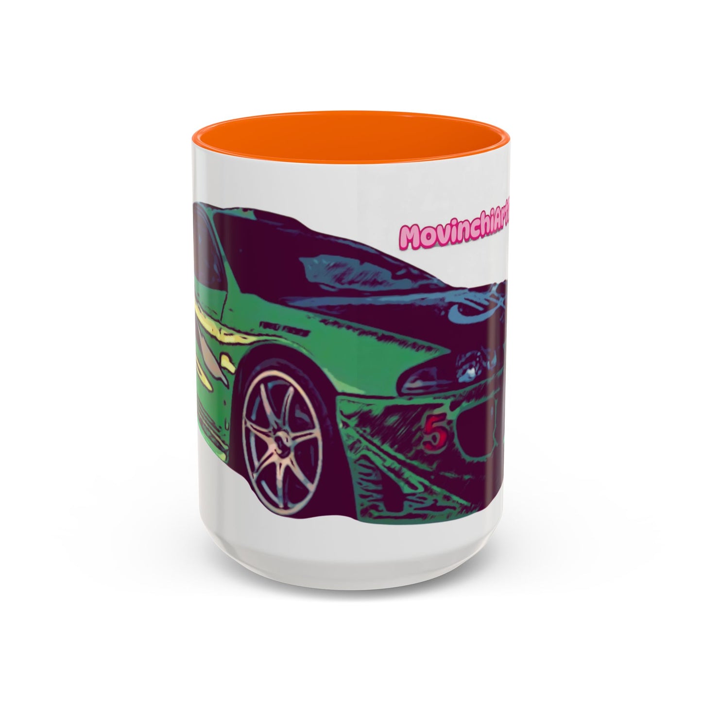 Coffee Mug —ECLIPSE  Neon Sports Car Design with "MovinchiArtDesigns" Logo