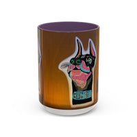 Colorful Doberman Accent Coffee Mug — Vibrant Dog Portrait Ceramic Mug (11/15oz)