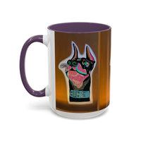 Colorful Doberman Accent Coffee Mug — Vibrant Dog Portrait Ceramic Mug (11/15oz)
