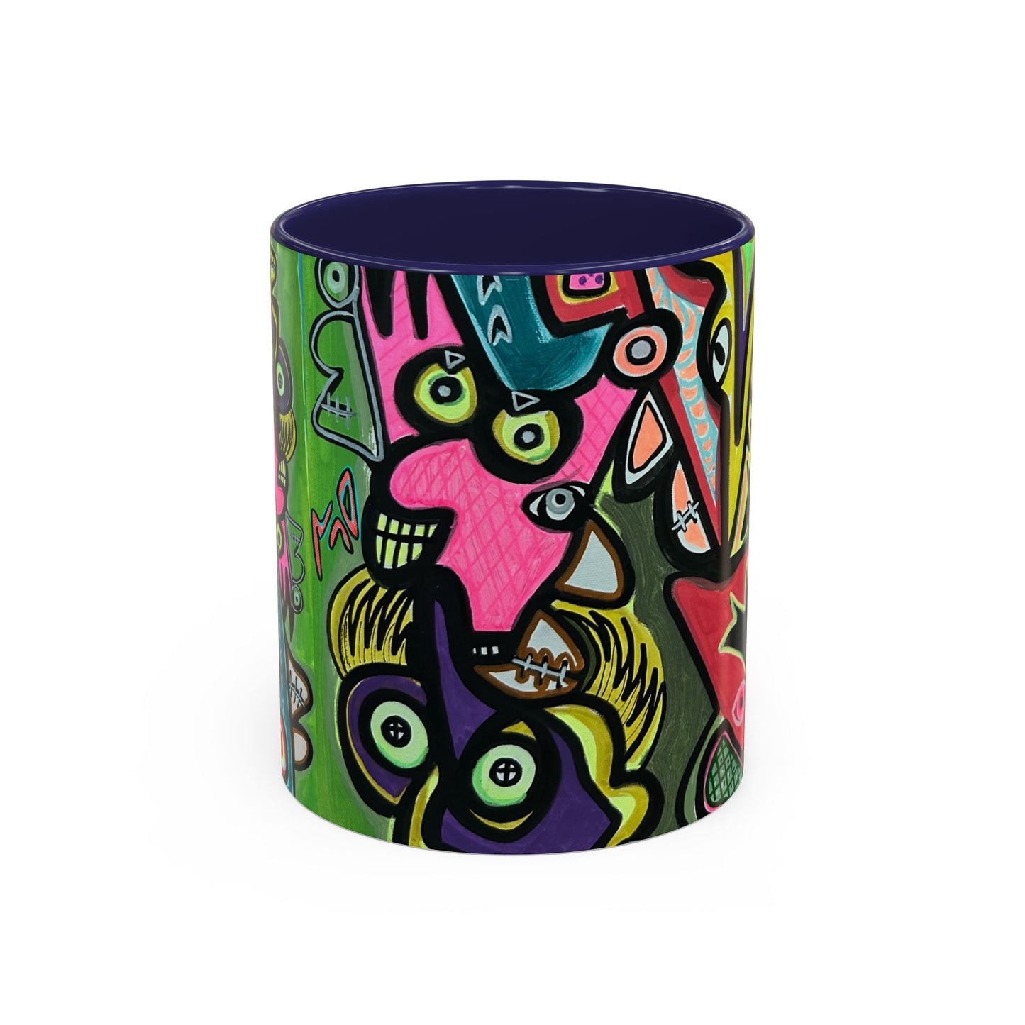 AbstractCONCERT.   Pop Art Coffee Mug — Colorful Faces Accent Mug (11/15 oz)