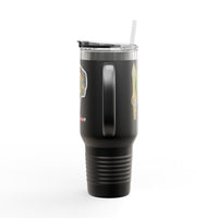 MOVINCHIARTDESIGNS.  40oz Insulated Travel Mug — Colorful Abstract Skull Design, Spill‑Resistant Tumbler
