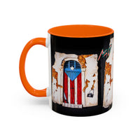 Puerto Rico Flag Door Accent Coffee Mug — Vintage Rustic Boricua Pride (11/15oz)