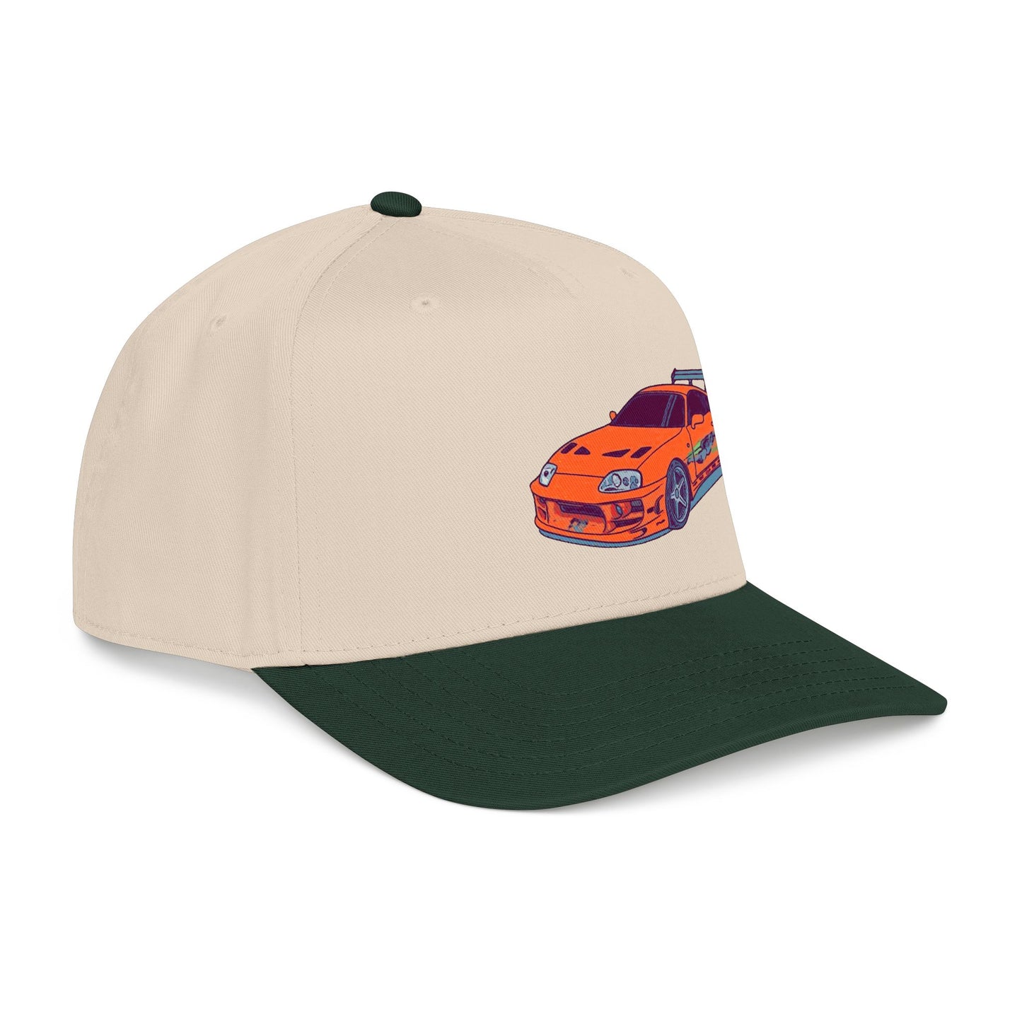 2JZ.  Retro Orange Sports Car Baseball Cap — Vintage JDM Supra Snapback