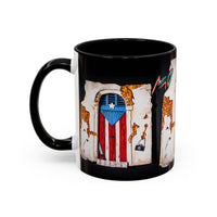 Puerto Rico Flag Door Accent Coffee Mug — Vintage Rustic Boricua Pride (11/15oz)