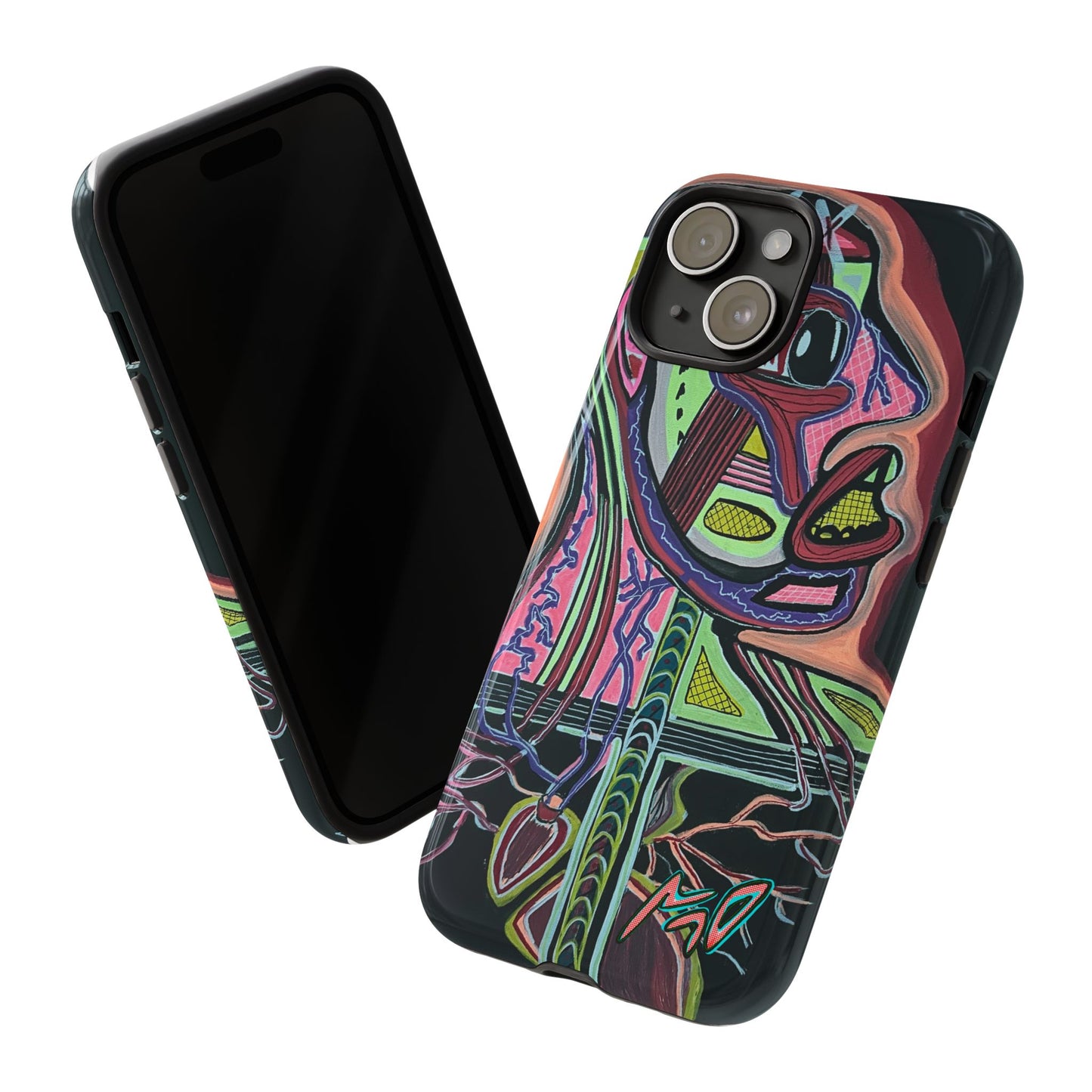 HEART ATTACK Abstract Neon Face Tough Phone Case – Vibrant Art Phone Cover