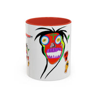 Skullface Accent Coffee Mug — Colorful Day of the Dead Pop Art (11/15oz)