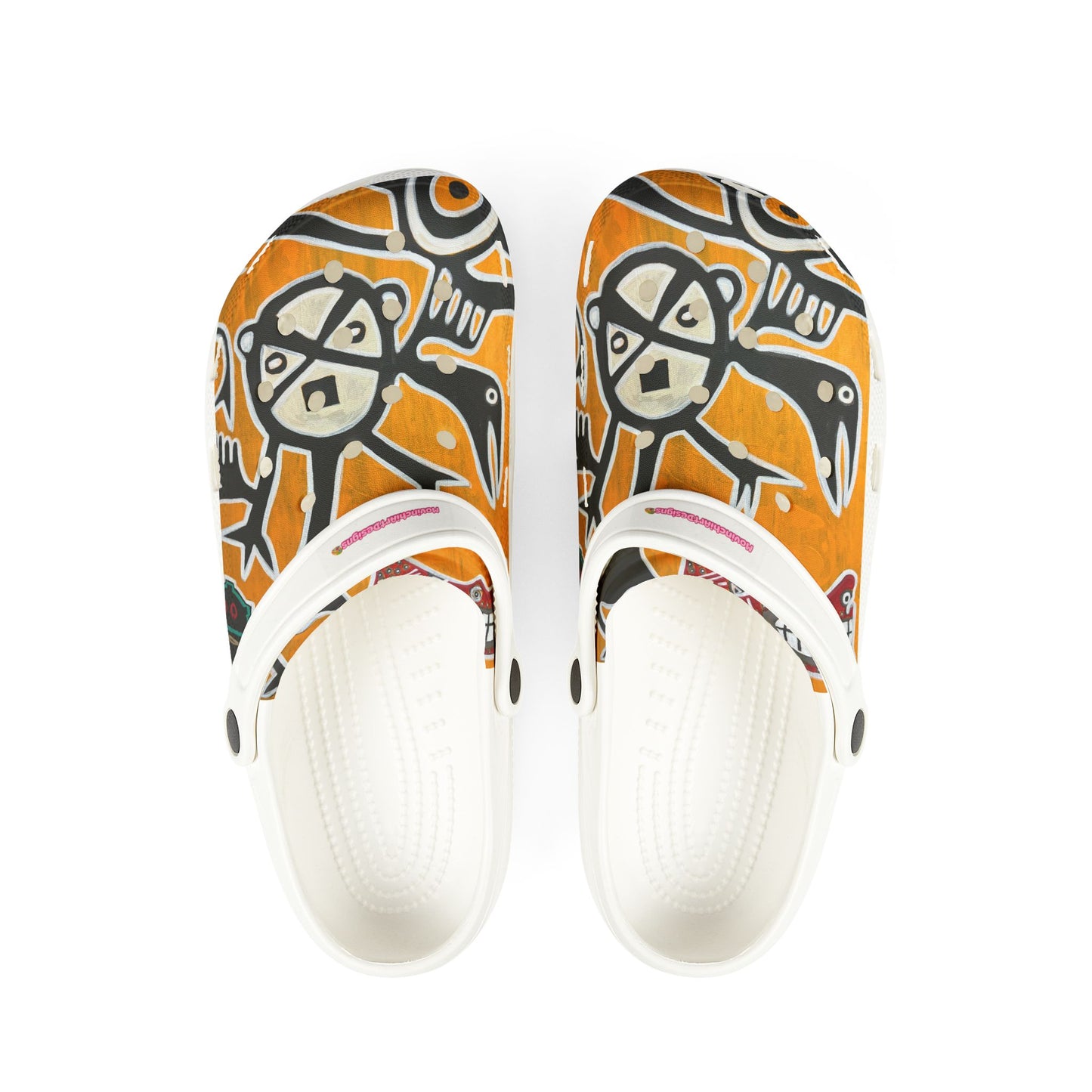 Tribal TAINO  Orange EVA Foam Clogs – Bold Abstract Animal Print