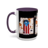 Puerto Rico Flag Door Accent Coffee Mug — Vintage Rustic Boricua Pride (11/15oz)