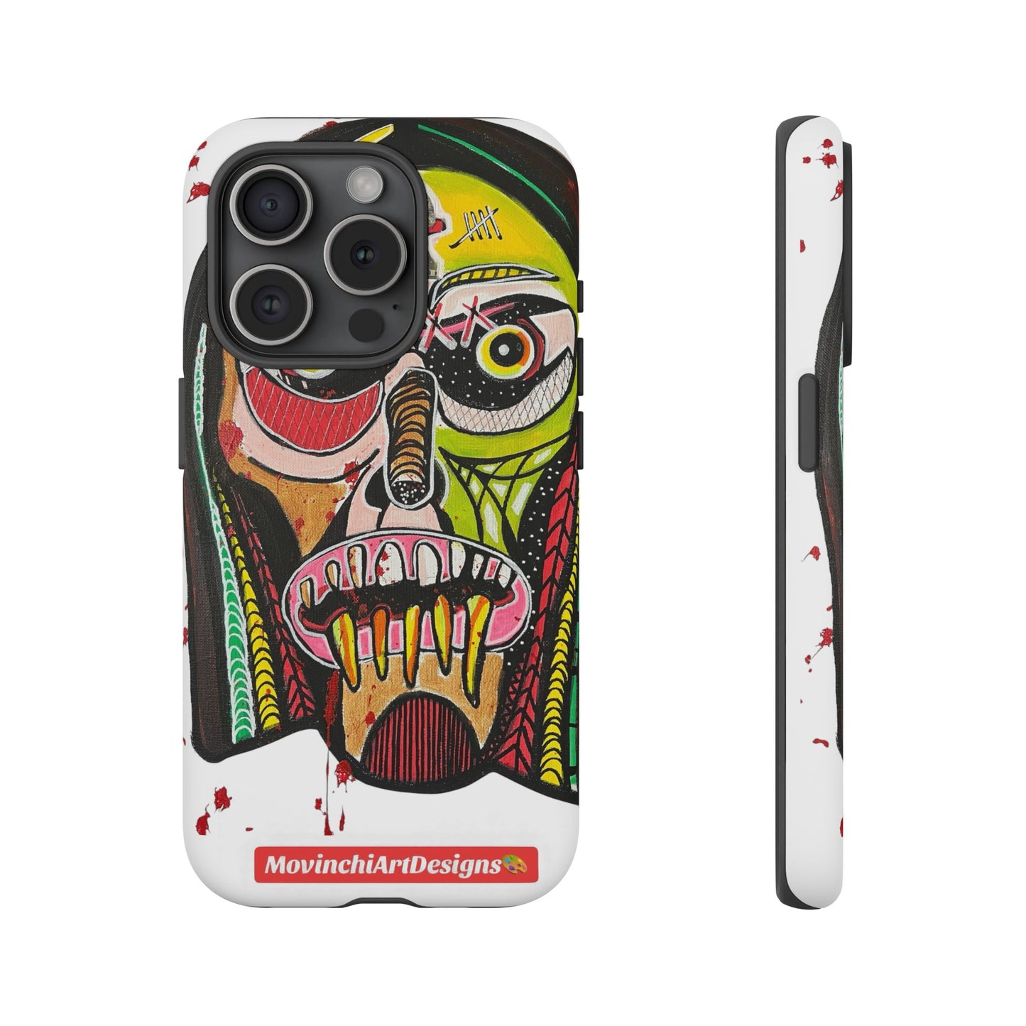 KUNTA.  Abstract Tribal Skull Phone Case — Colorful Street Art Protective Cover