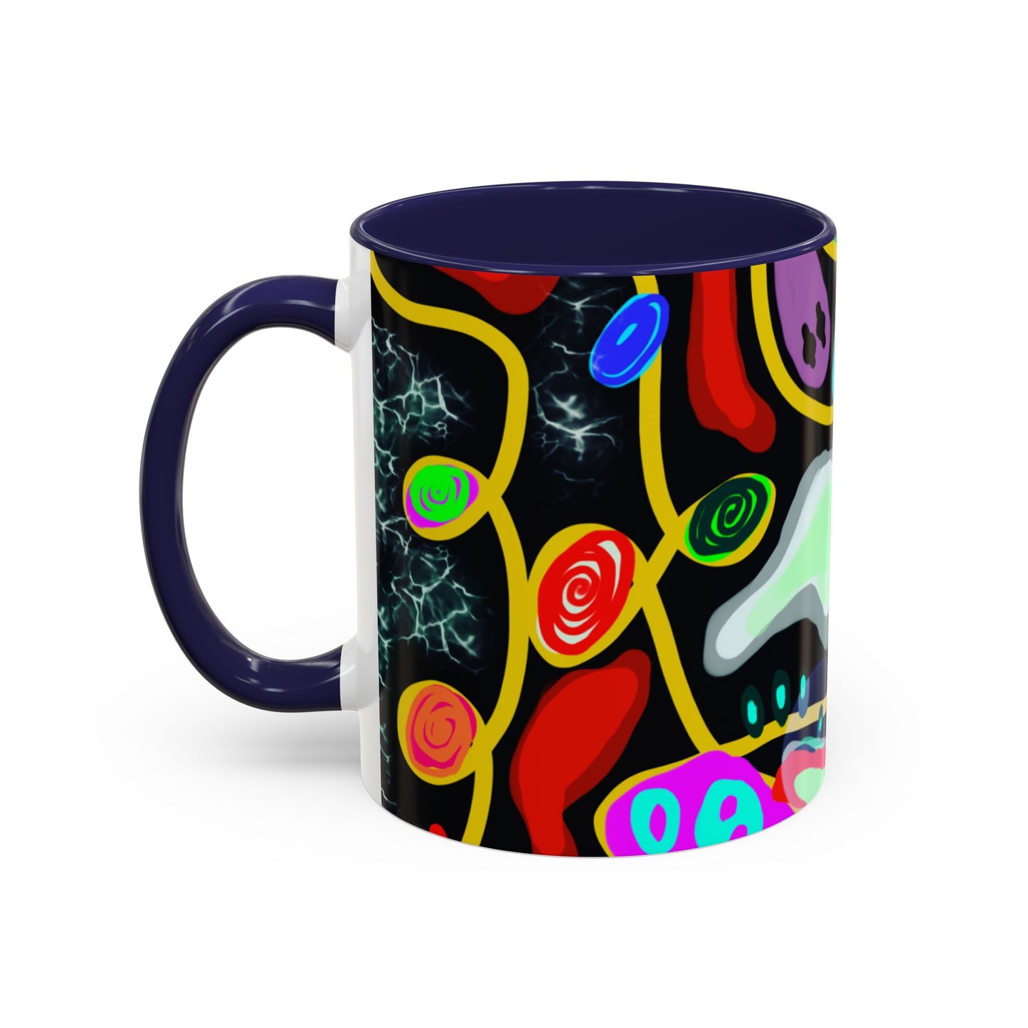 CRAZY2.0  Accent Mug — Colorful Neon Skull Abstract Coffee Cup