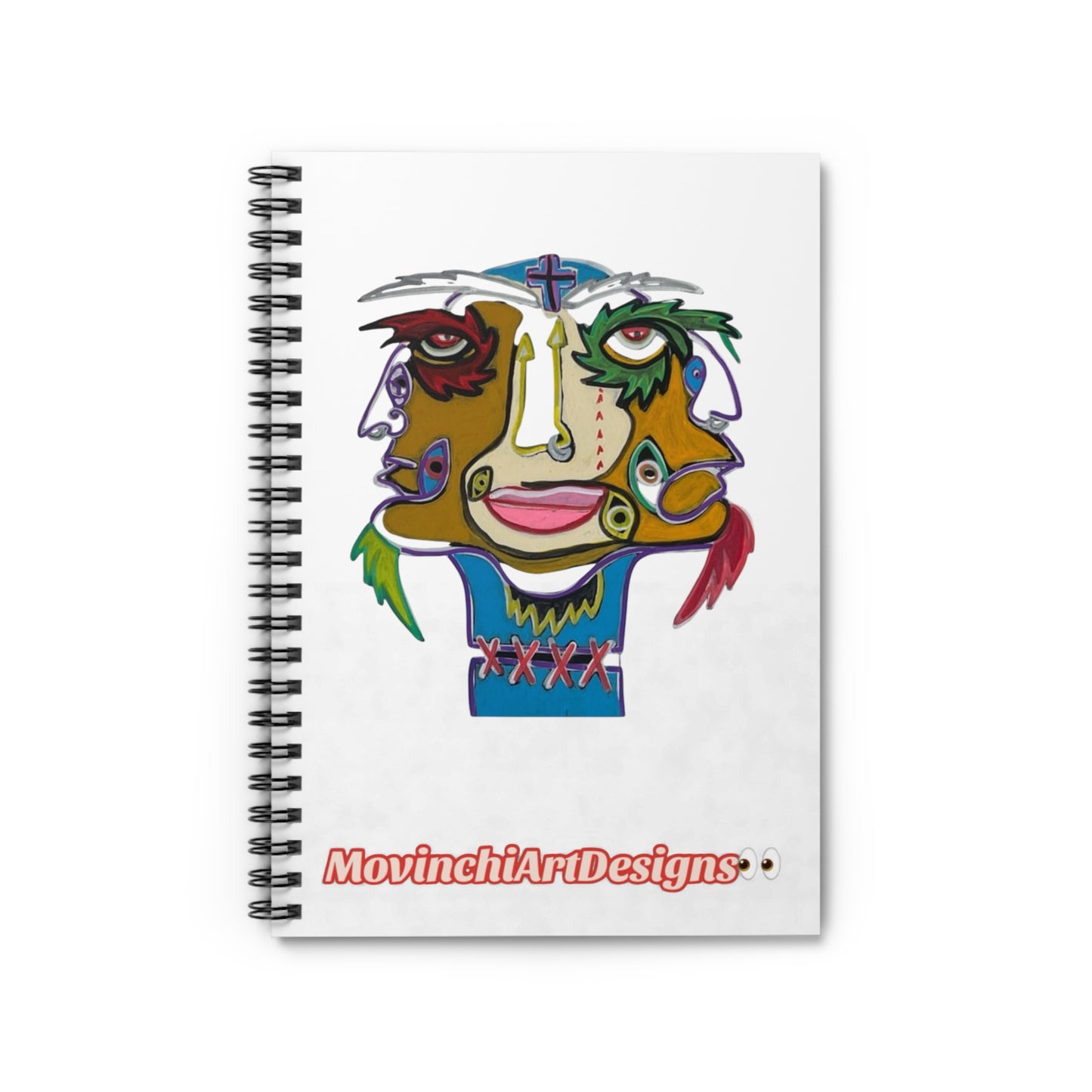 Abstract Colorful TRIPLE  Face Spiral Notebook — Artistic Doodle Journal (MovinchiArtDesigns)