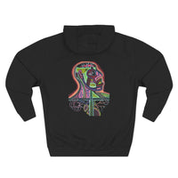 HEART ATTACK  Abstract Psyche Hoodie — Colorful Three-Panel Back Art Fleece Hoodie