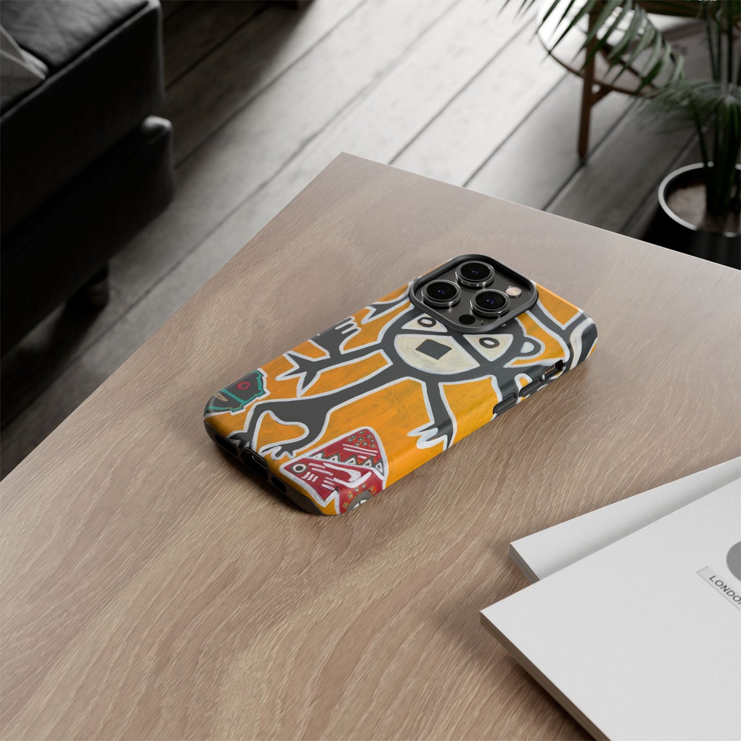 Abstract TAINO  Tribal Art Phone Case – Bold Orange Graphic Protective Cover